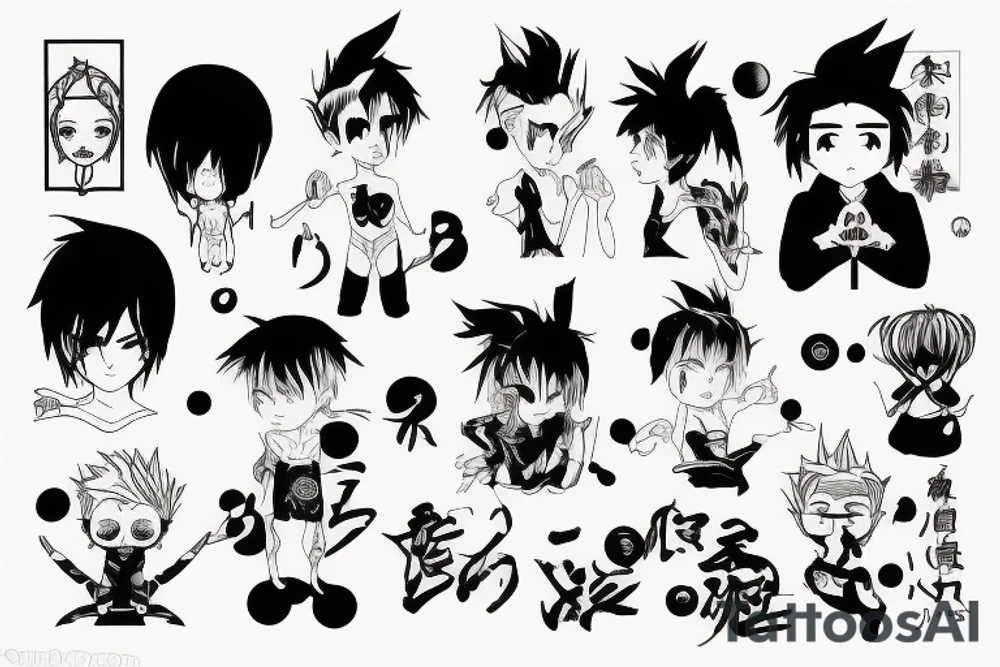 Anime boy with cropped hair tattoo idea