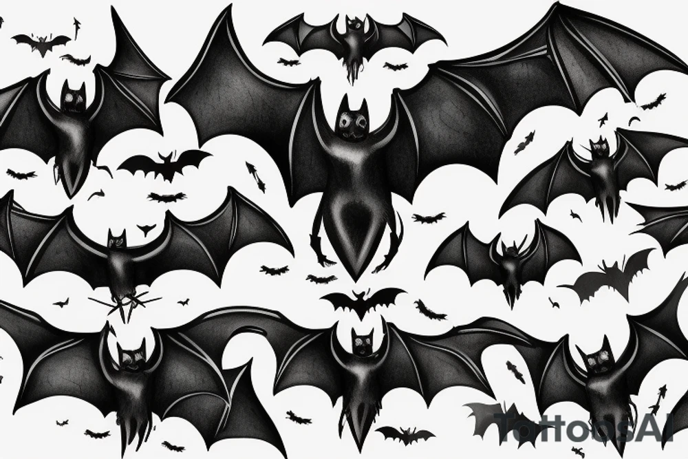 Bats appear from a dark cave fly away tattoo idea
