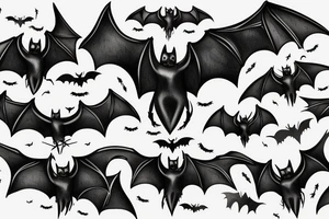 Bats appear from a dark cave fly away tattoo idea