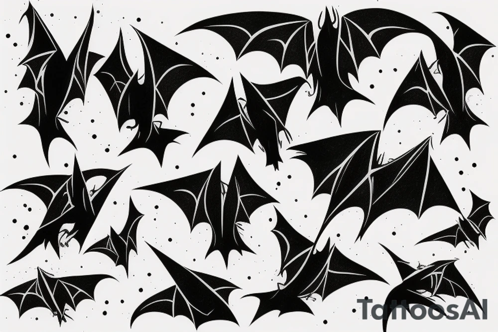 Bats appear from a dark cave fly away tattoo idea