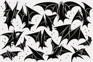 Bats appear from a dark cave fly away tattoo idea