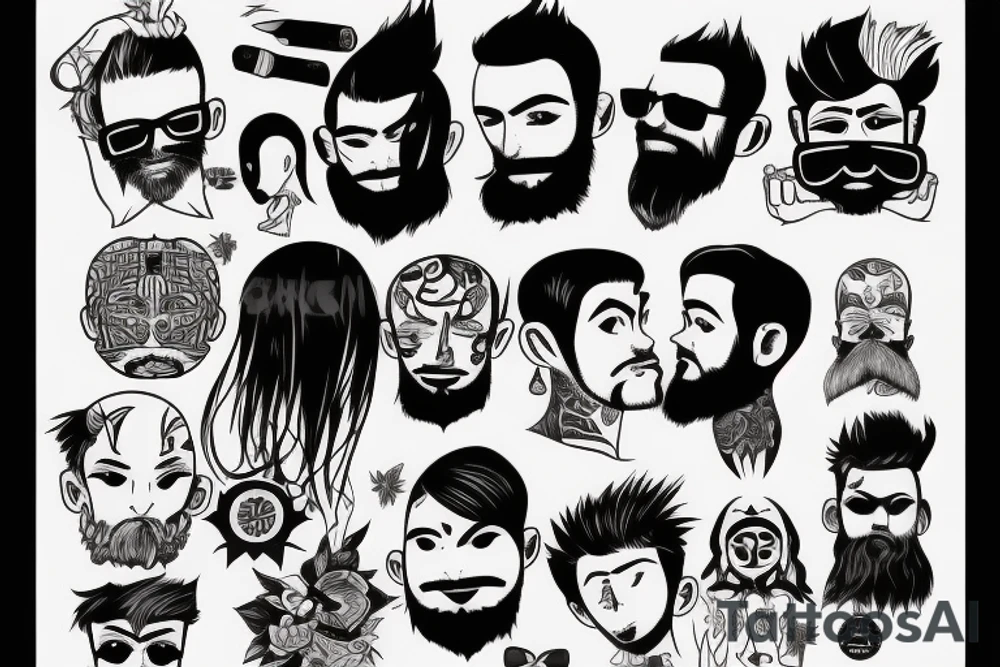 Man with cropped hair and short beard tattoo idea