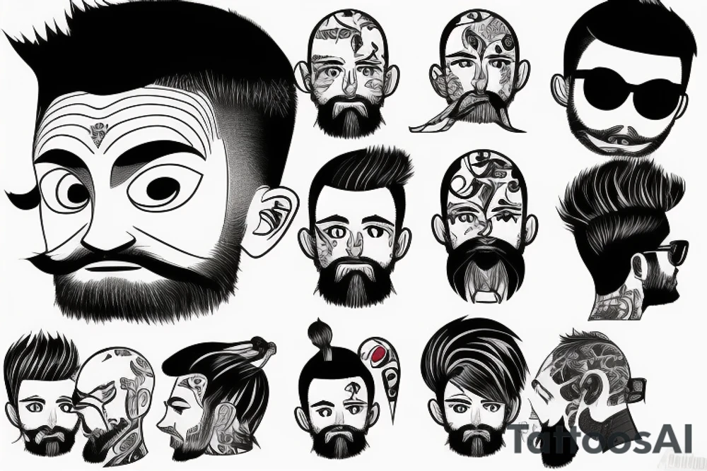 Man with cropped hair and short beard tattoo idea
