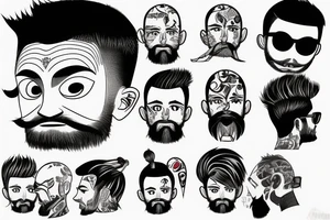 Man with cropped hair and short beard tattoo idea