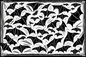 Bats appear from a dark cave fly away tattoo idea