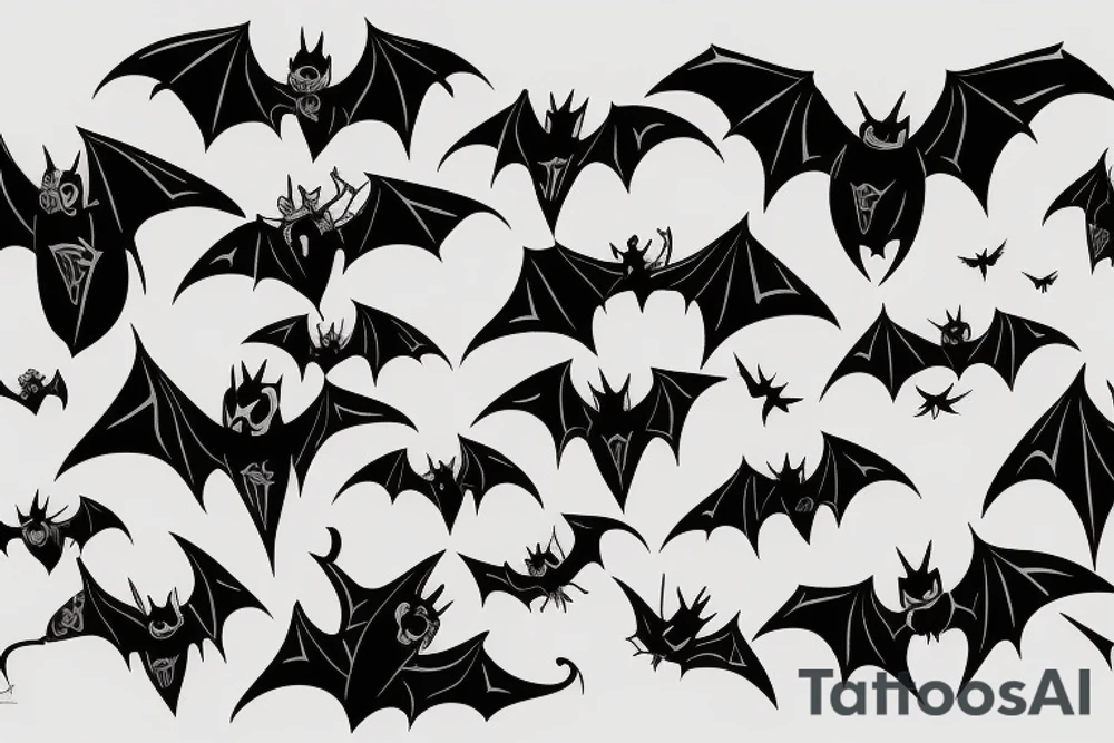 Bats appear from a dark cave fly away tattoo idea