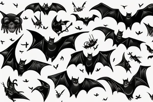 Bats appear from a dark cave fly away tattoo idea