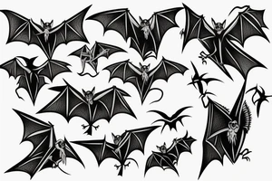 Bats appear from a dark cave fly away tattoo idea
