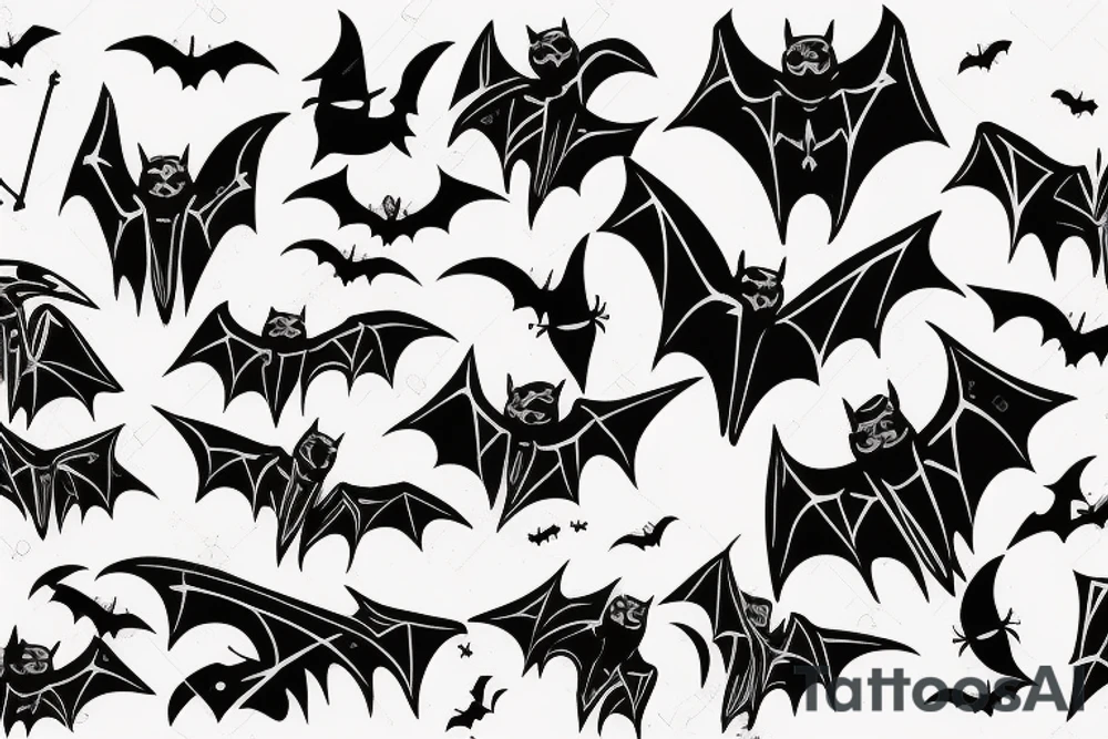 Bats appear from a dark cave fly away tattoo idea