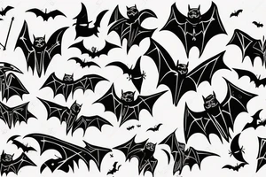 Bats appear from a dark cave fly away tattoo idea