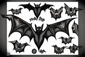 Bats appear from a dark cave fly away tattoo idea
