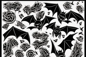three Bats appear from a dark cave fly away tattoo idea