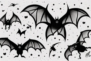 three Bats appear from a dark cave fly away tattoo idea