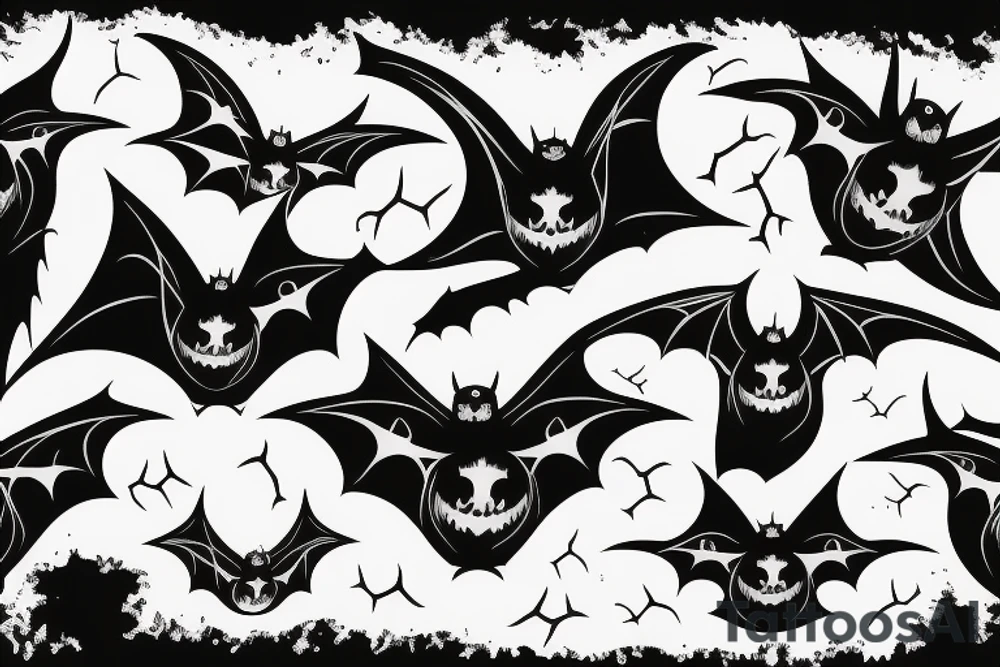 three Bats appear from a dark side and fly away tattoo idea three Bats appear from a dark side and fly away tattoo idea