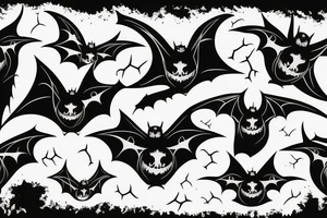 three Bats appear from a dark side and fly away tattoo idea