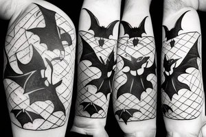 three Bats appear from a dark side and fly away tattoo idea
