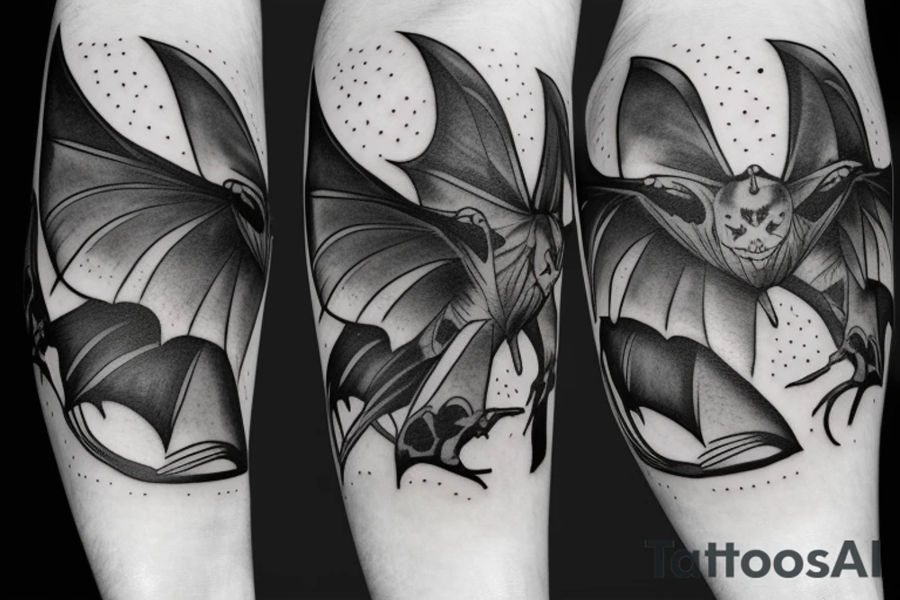 three Bats appear from a dark side and fly away tattoo idea three Bats appear from a dark side and fly away tattoo idea