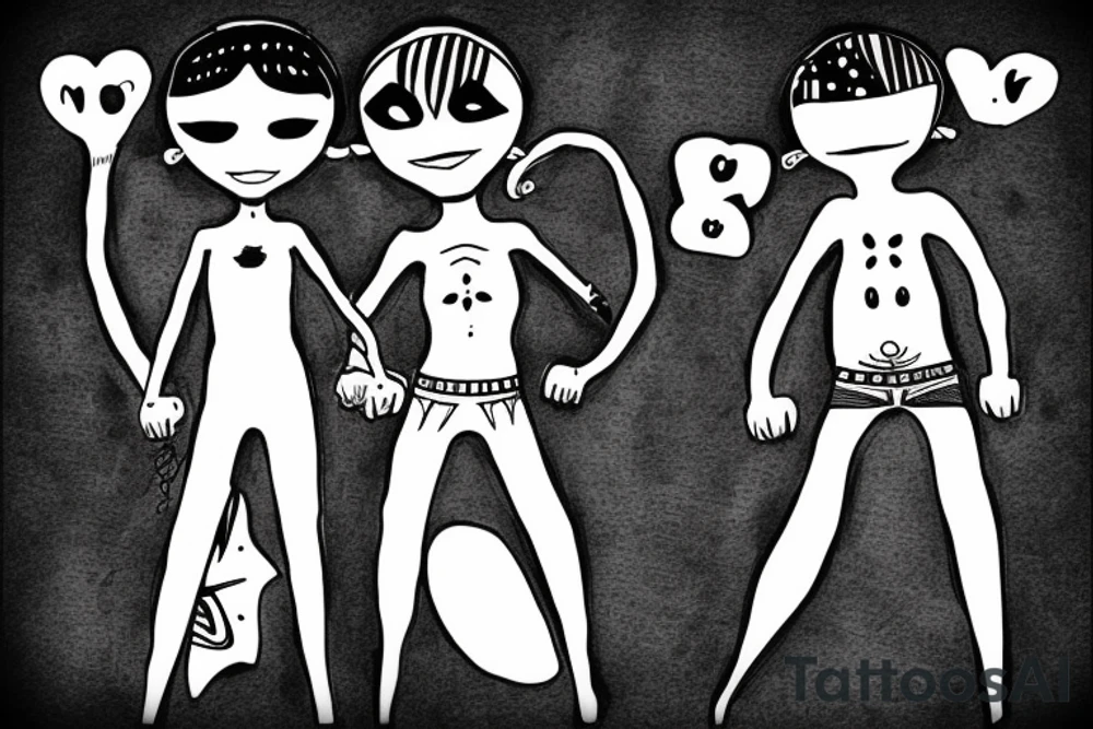 brother and sister standing together tattoo idea