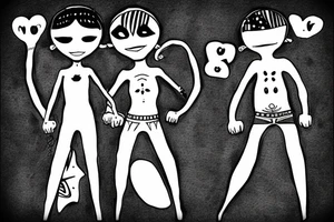 brother and sister standing together tattoo idea