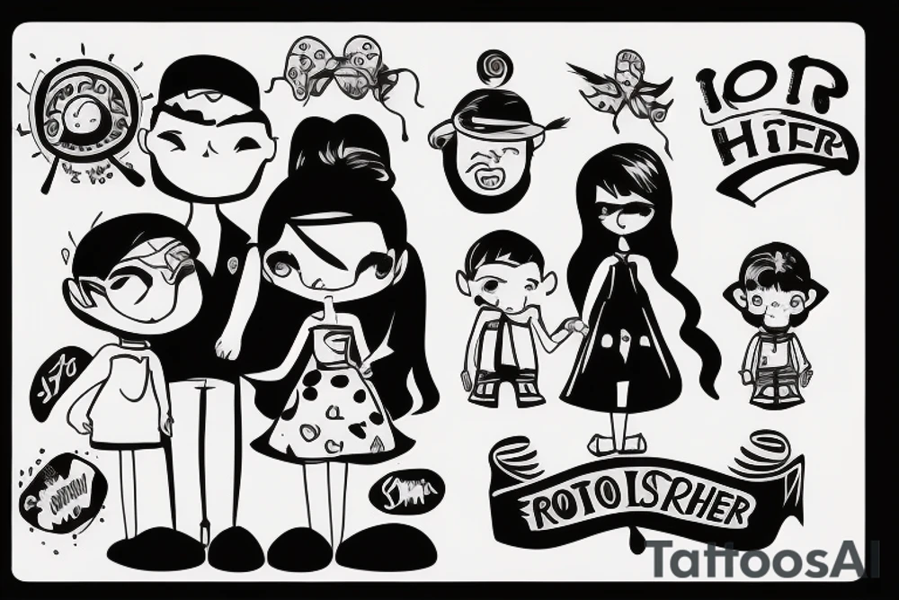 brother and sister standing together tattoo idea