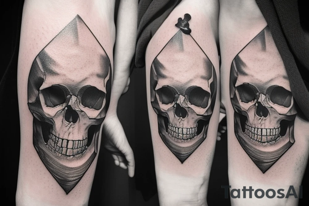 Mountain in the form of a skull, clock, compass, travel tattoo idea