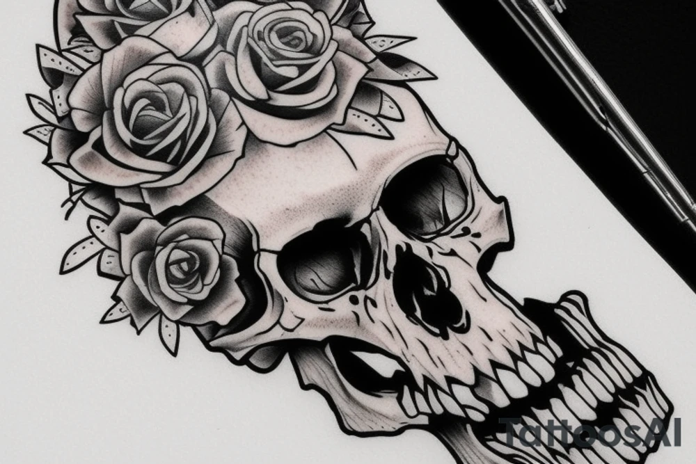 mountain skull tattoo idea