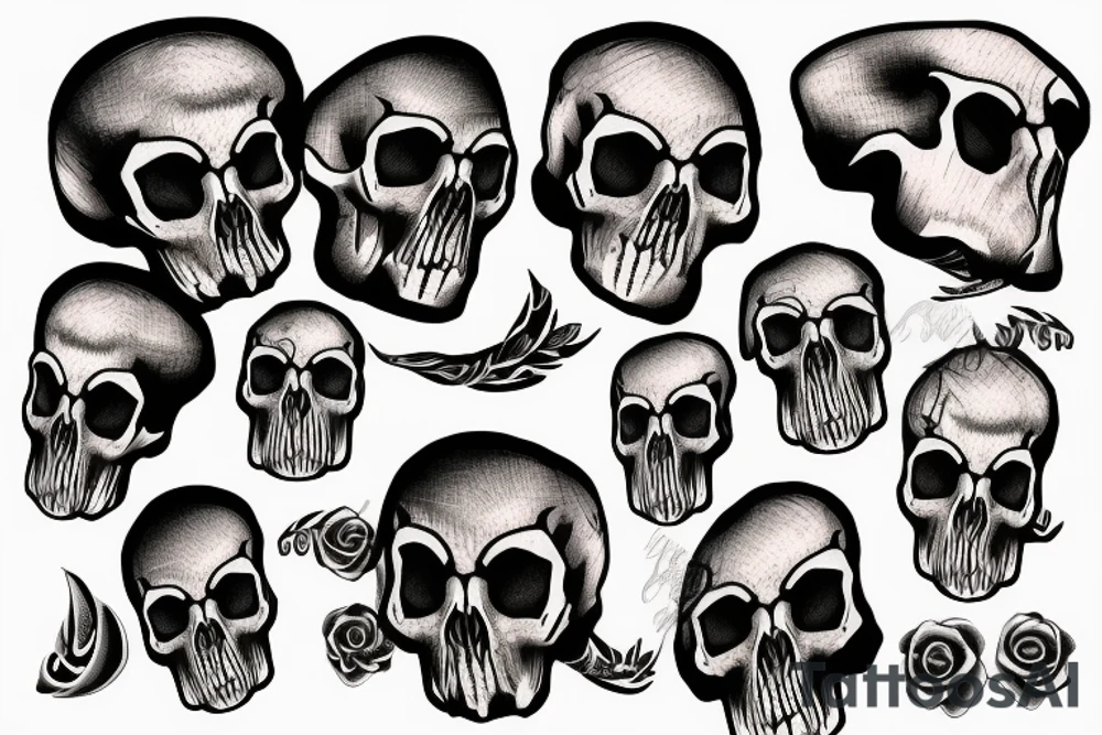 Large stone mountain in the form of a skull tattoo idea