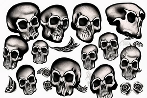 Large stone mountain in the form of a skull tattoo idea
