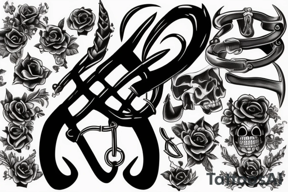 Skull with horseshoe, good luck tattoo idea