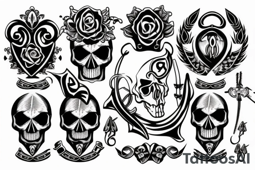 Skull with horseshoe, good luck tattoo idea