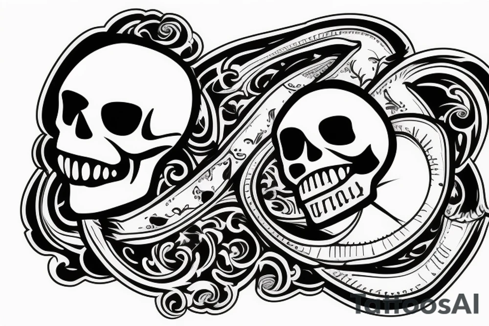 Skull with horseshoe, good luck tattoo idea