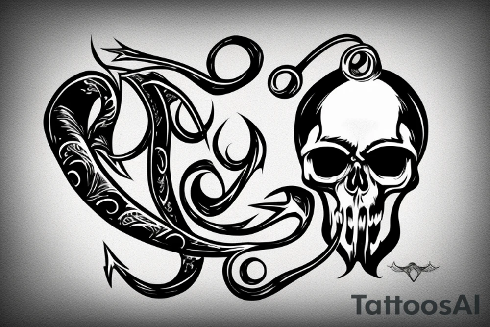 Skull with a horseshoe tattoo idea