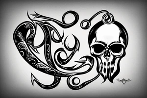 Skull with a horseshoe tattoo idea
