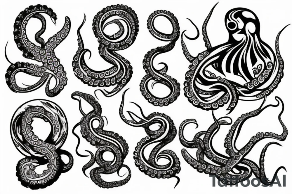 Outline tattoo style, octopus, white background, --no skin tattoo idea