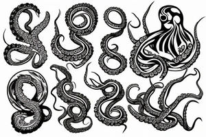 Outline tattoo style, octopus, white background, --no skin tattoo idea