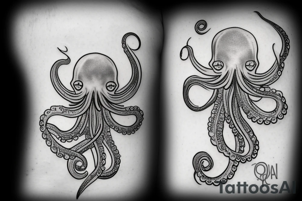 Outline tattoo style, octopus, white background, --no skin tattoo idea