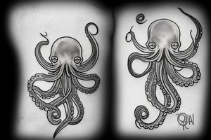 Outline tattoo style, octopus, white background, --no skin tattoo idea