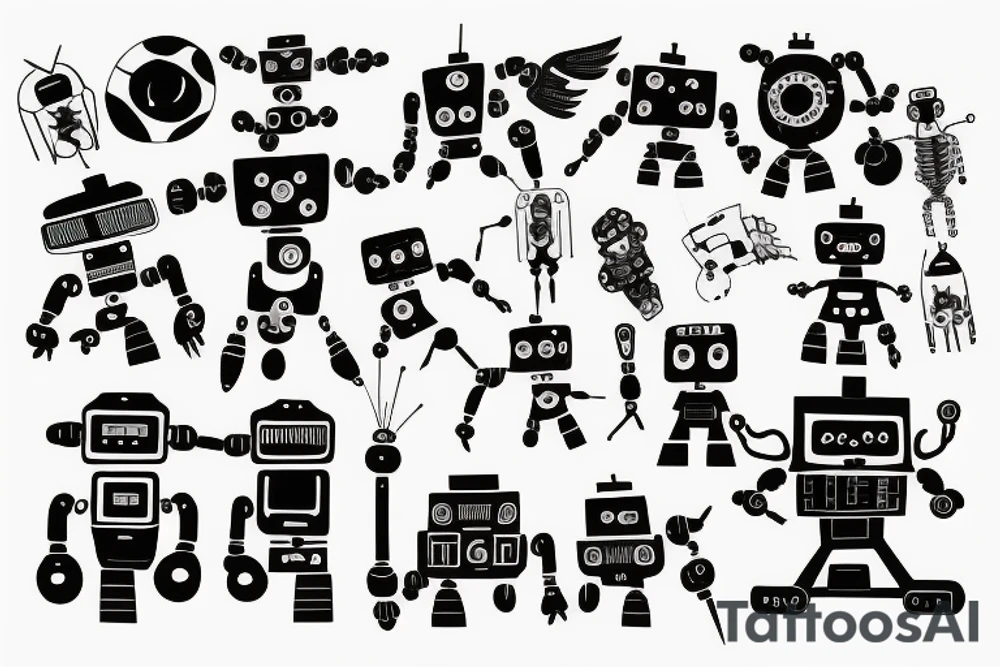 robot taking over the world tattoo idea