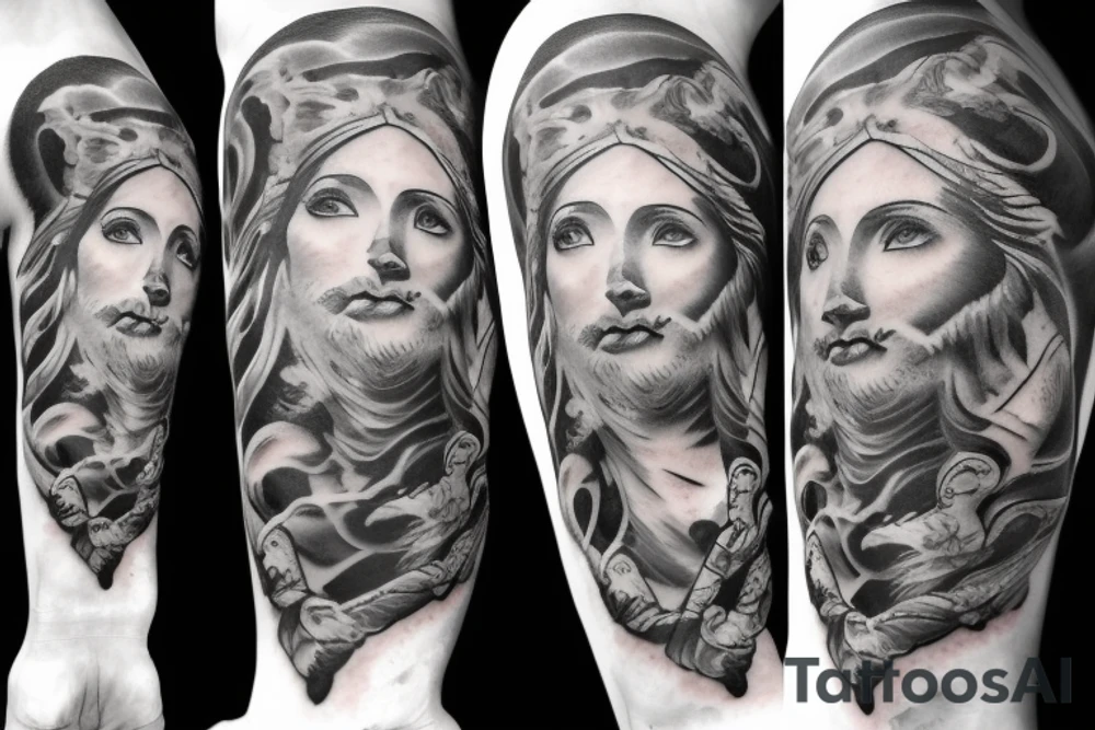 Zeus with clouds lightning and angels tattoo idea