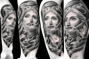 Zeus with clouds lightning and angels tattoo idea