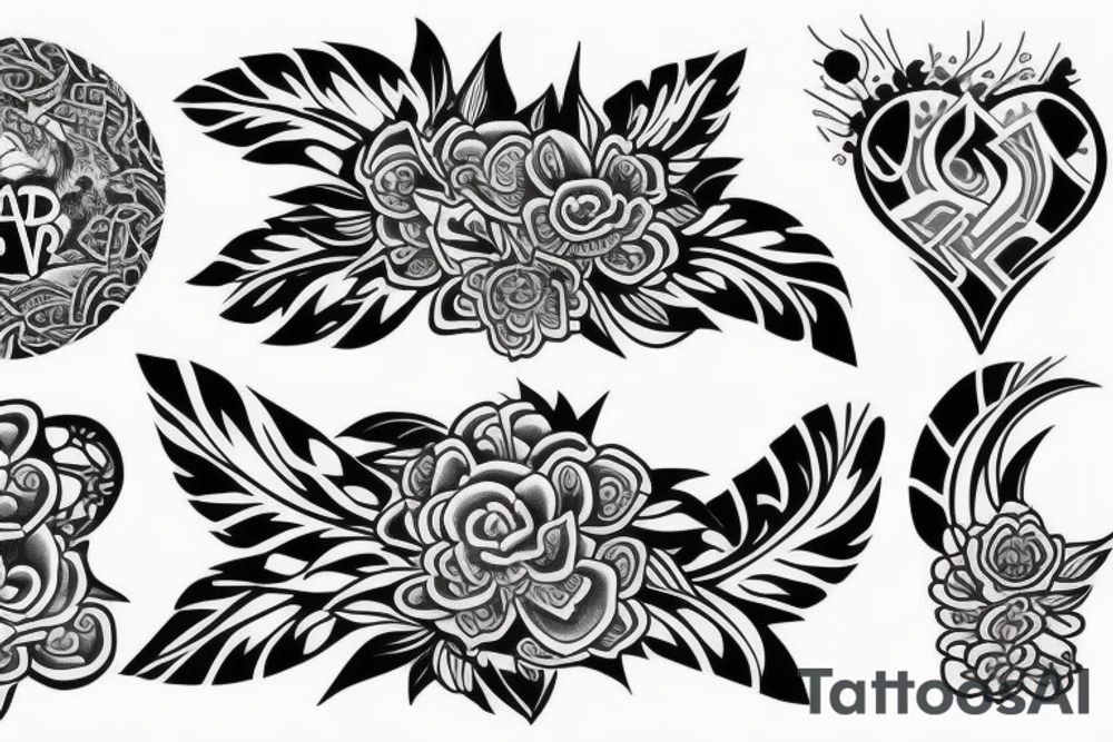 Flower from heaven with new air from heaven, name keanu,
name lelilani, polynesian tattoo idea