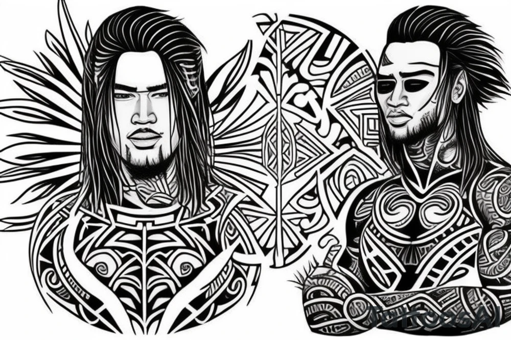 Leilani is a flower that came from heaven with his brother Keanu. Keanu represents new air and is Polynesian culture tattoo idea