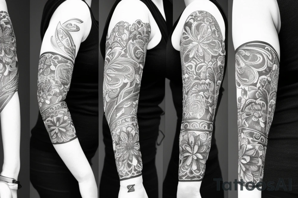 Crazy floral armband tattoo idea