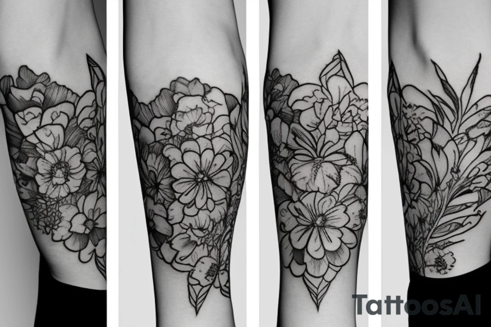 Crazy floral armband, with negative space pretty flowy tattoo idea