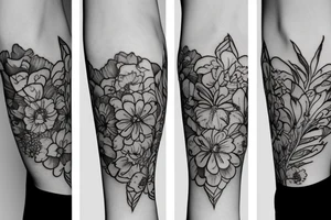 Crazy floral armband, with negative space pretty flowy tattoo idea