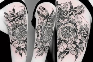Crazy floral armband, with negative space pretty flowy tattoo idea