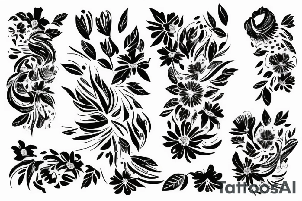 Crazy floral armband, with negative space ,pretty flowy tattoo idea