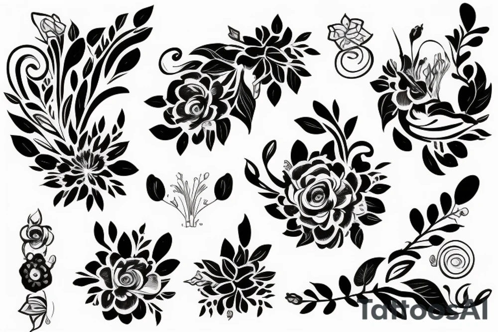Crazy floral armband, with negative space ,pretty flowy tattoo idea