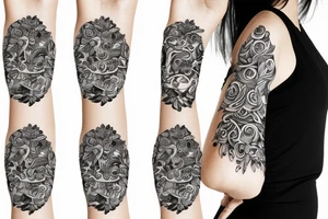 Crazy floral armband, with negative space ,pretty flowy tattoo idea