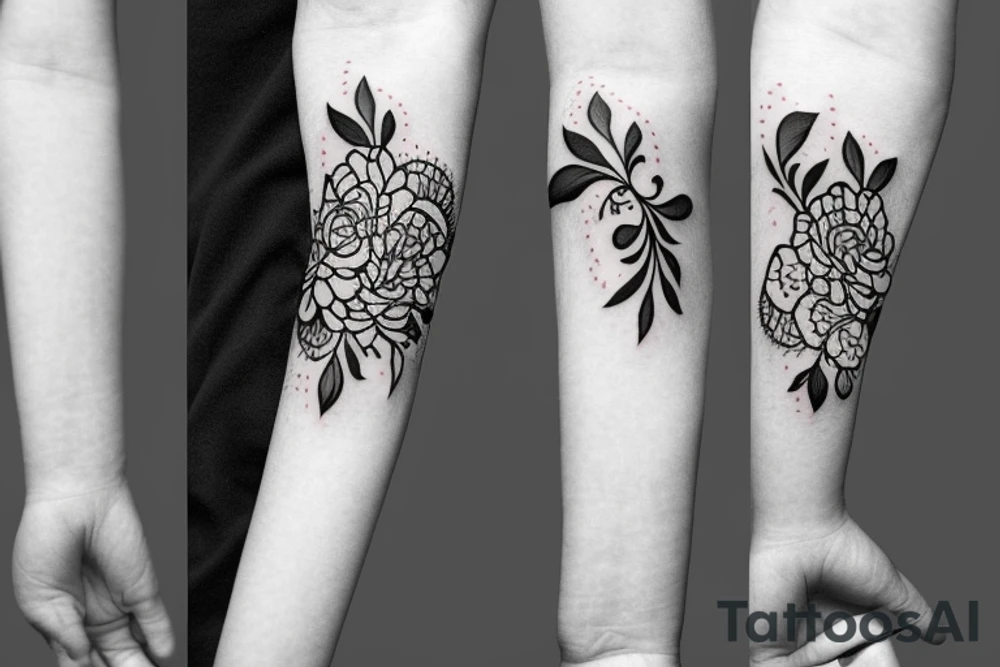 Crazy floral armband, with negative space ,pretty flowy , outline tattoo idea
